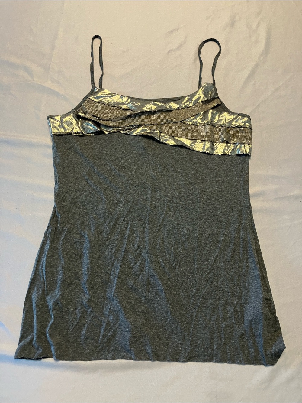 Bailey 44 Gray Cami with Metallic Silver Trim